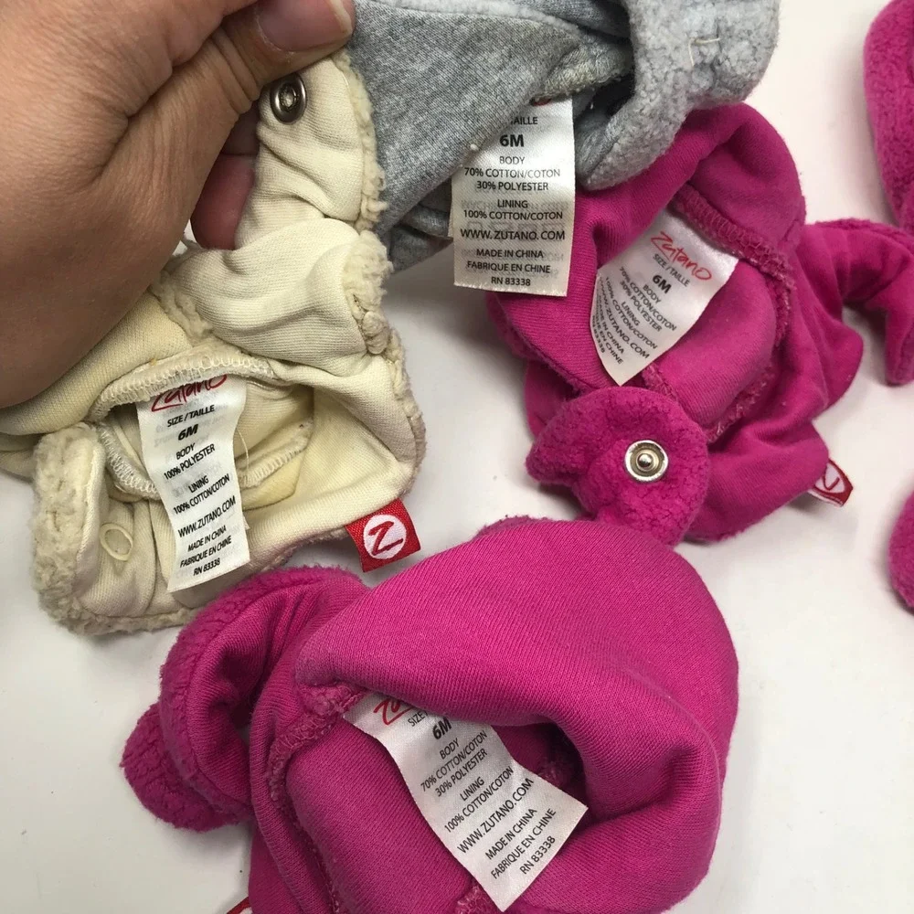 Zutano Booties Lot 11 Pairs 6M Baby Girls Multicolor Fleece Cotton Snap Stay-On